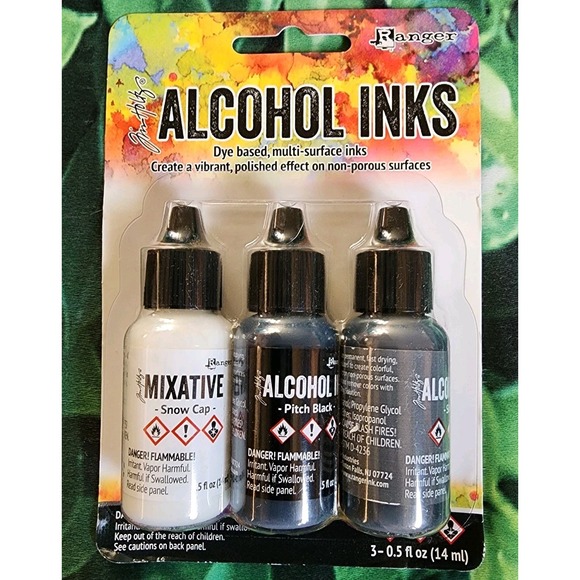 Ranger Other - Tim Holtz Alcohol Inks Snow Cap, Pitch Black & Slate Ranger Granite Mixative